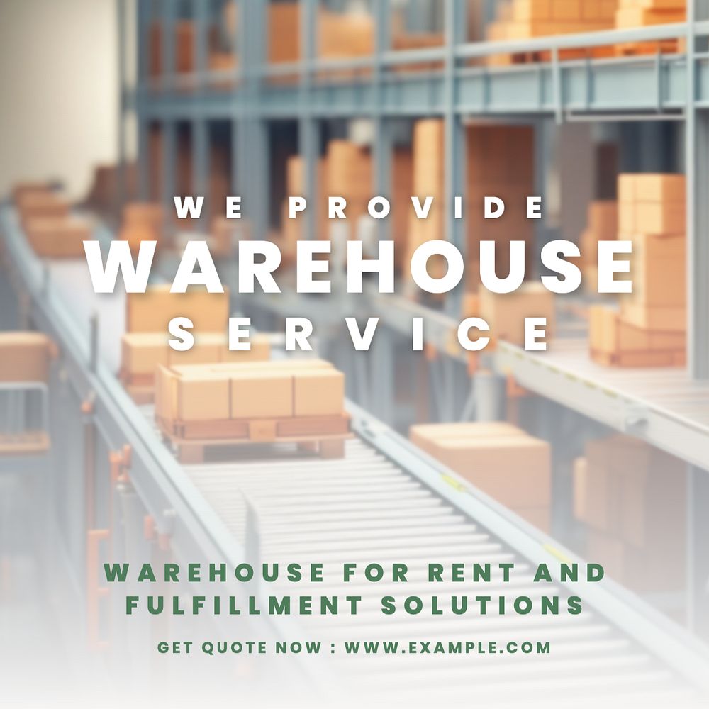 Warehouse services Instagram post template, editable text