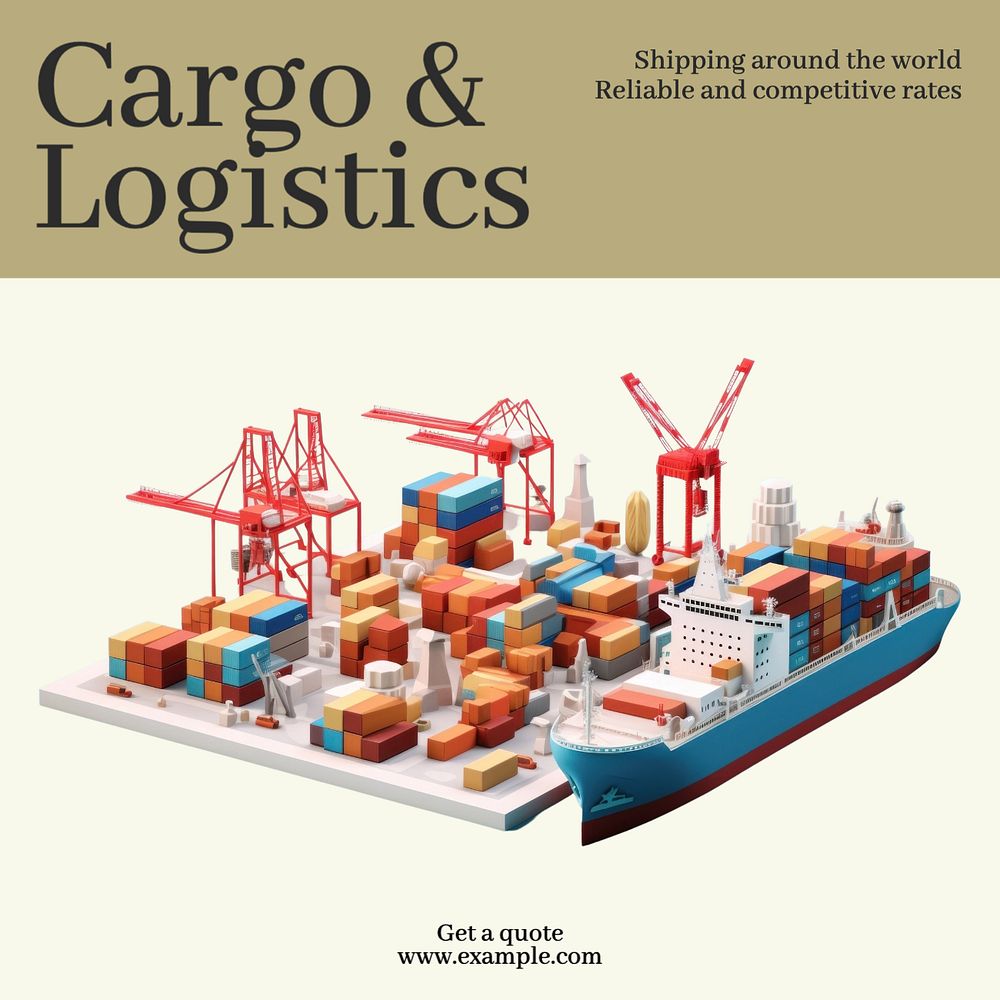 Cargo & logistics Instagram post template, editable text