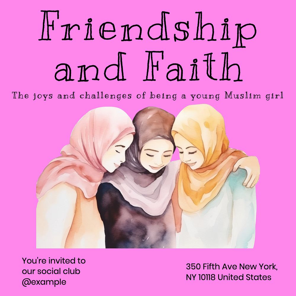 Friendship and faith Instagram post template, editable text