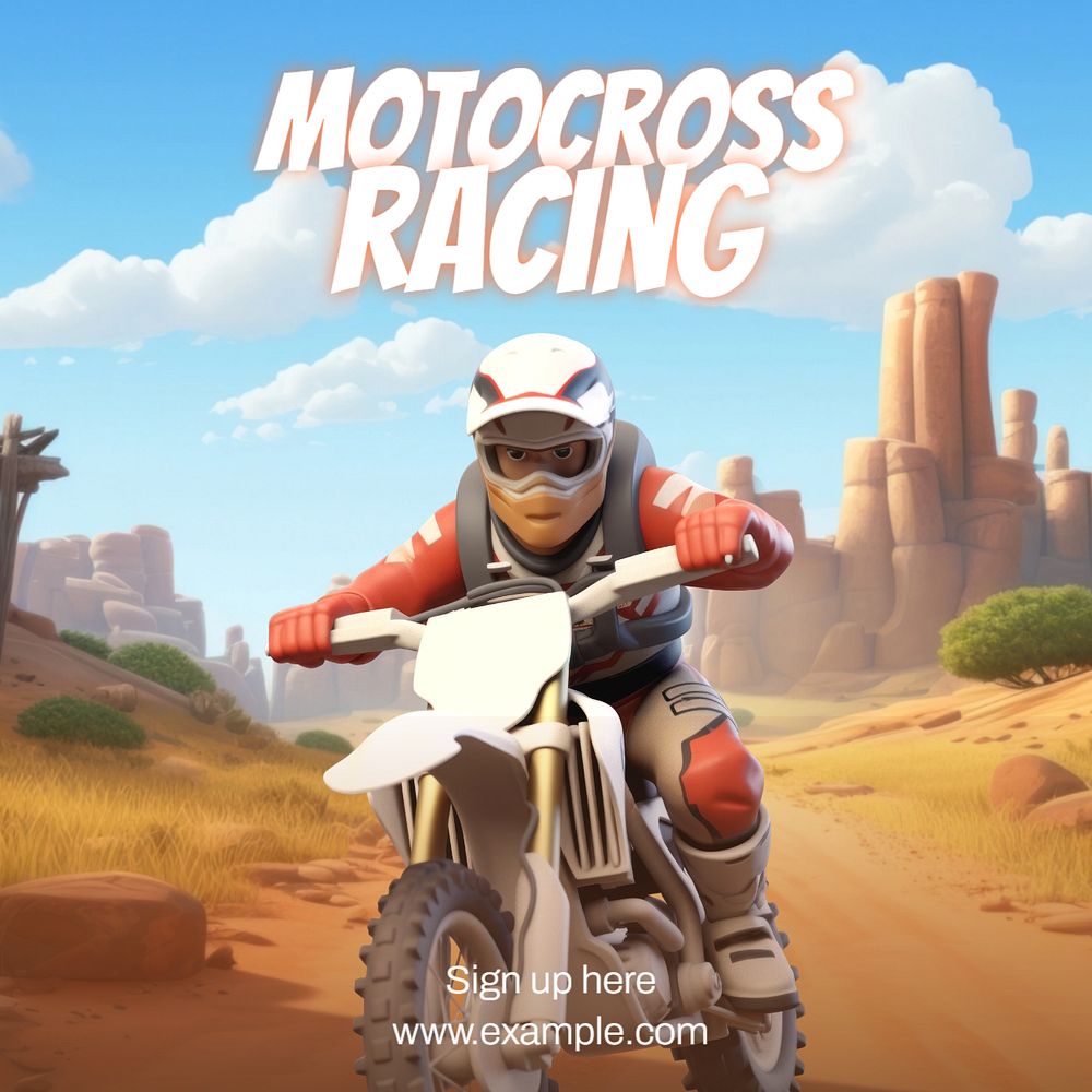 Motocross racing Instagram post template, editable text