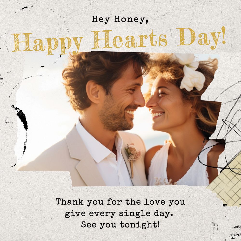 Happy hearts day Instagram post template, editable text