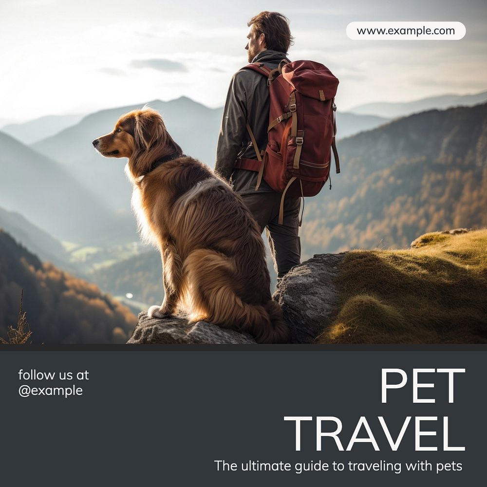 Pet travel Instagram post template, editable text