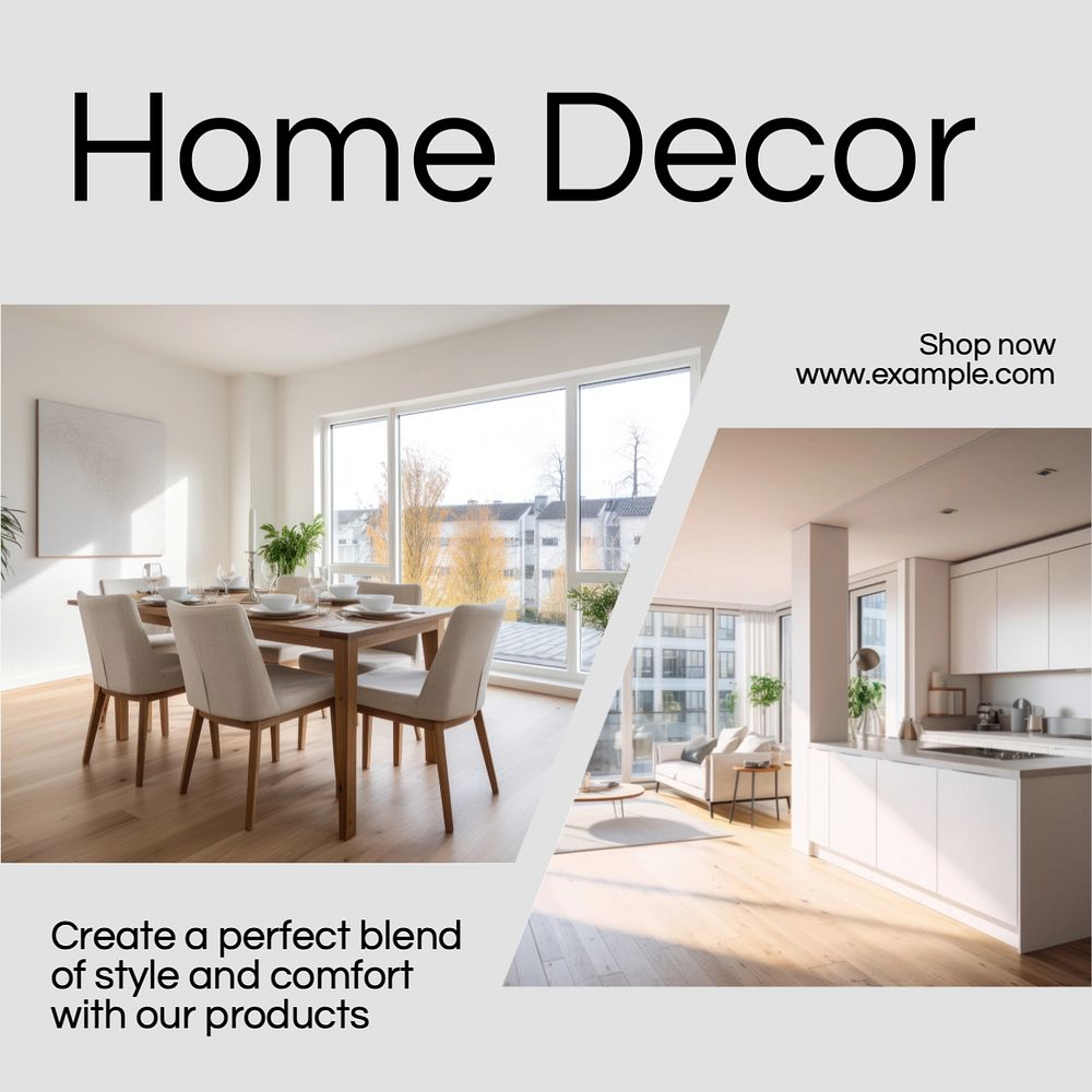 Home decor Instagram post template, editable text