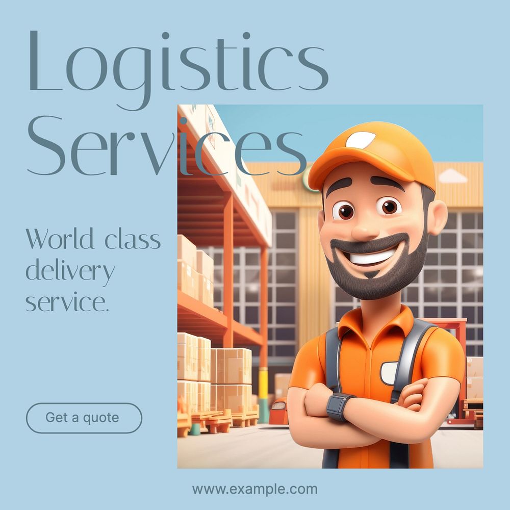 Logistic services Instagram post template, editable text