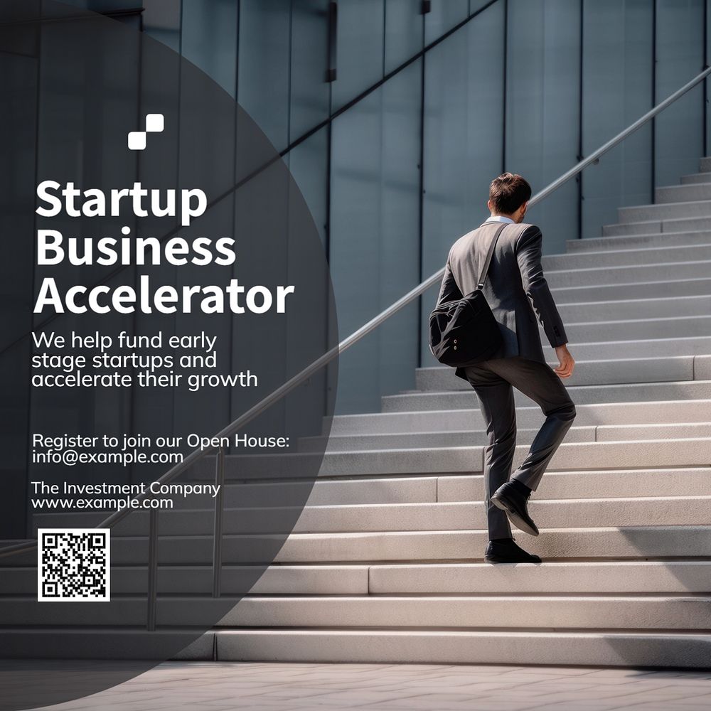 Startup business accelerator Instagram post template, editable text