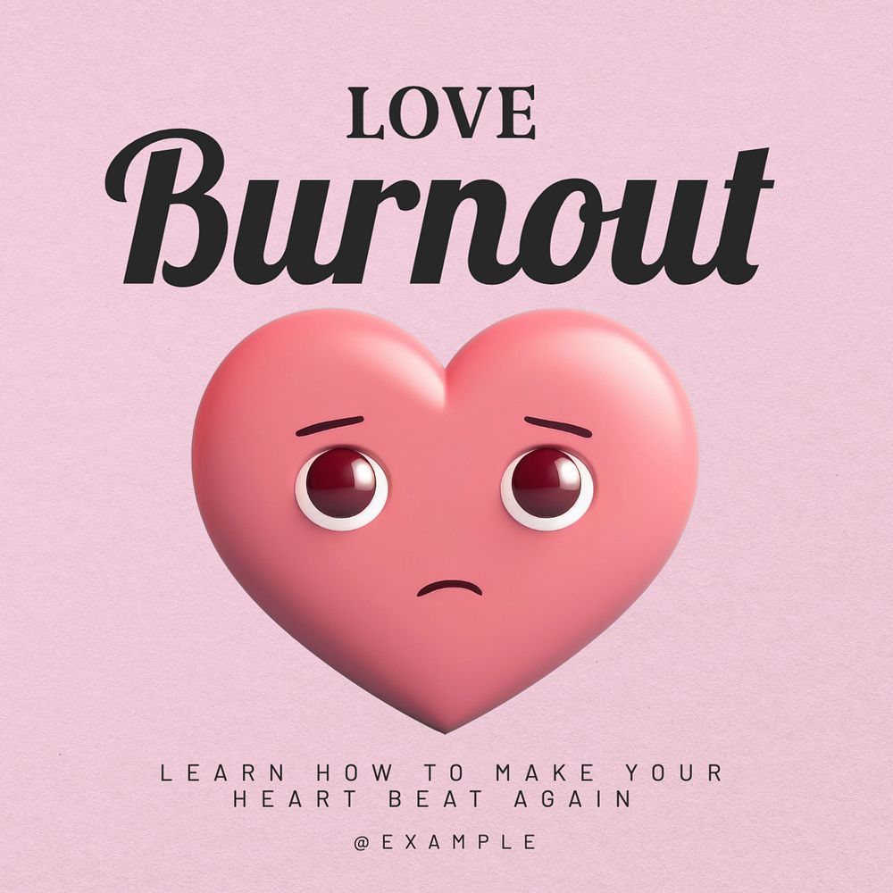 Love burnout Instagram post template, editable text