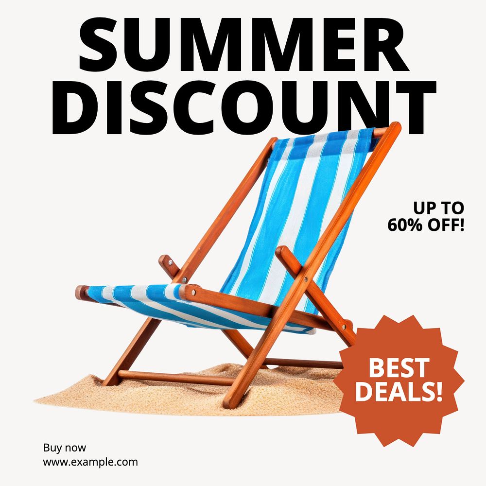 Summer discount Instagram post template, editable text