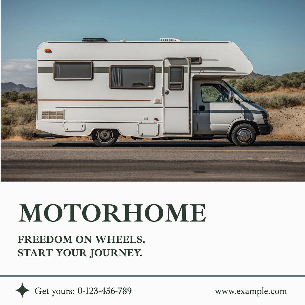 Motorhome Instagram post template, editable text