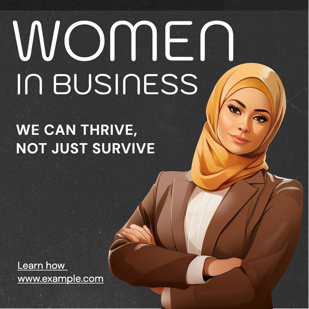 Women in business Instagram post template, editable text