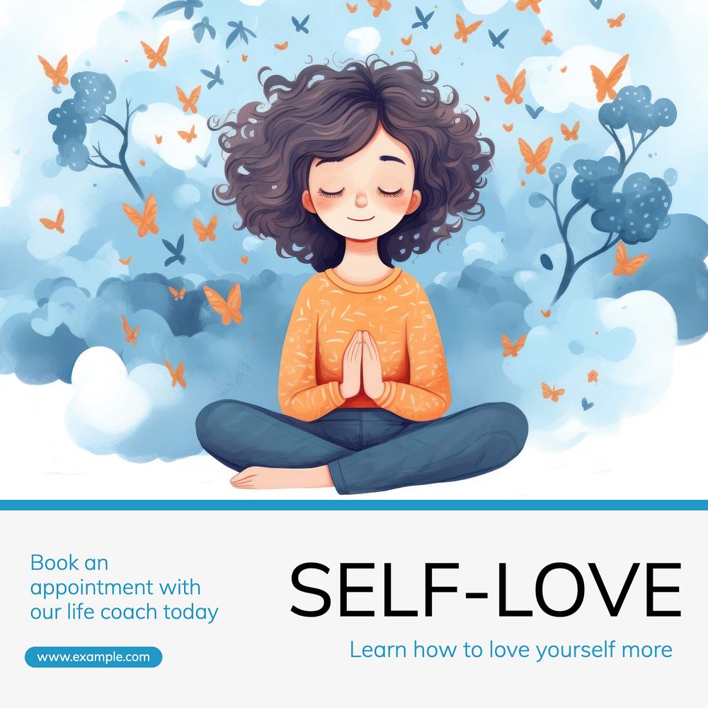 Self-love Instagram post template, editable text