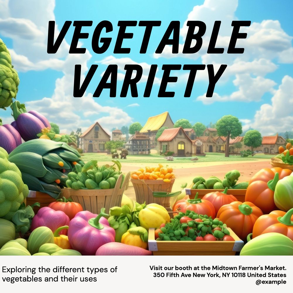 Vegetable variety Instagram post template, editable text