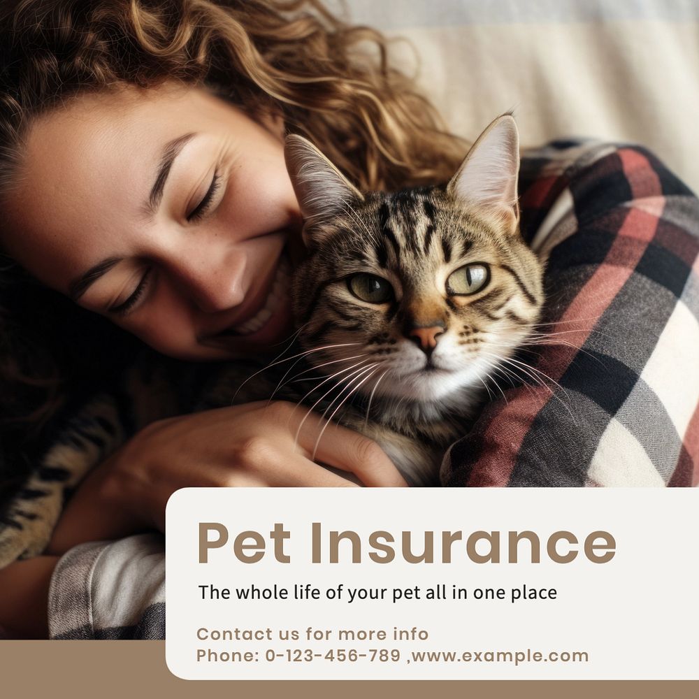 Pet insurance Instagram post template, editable text