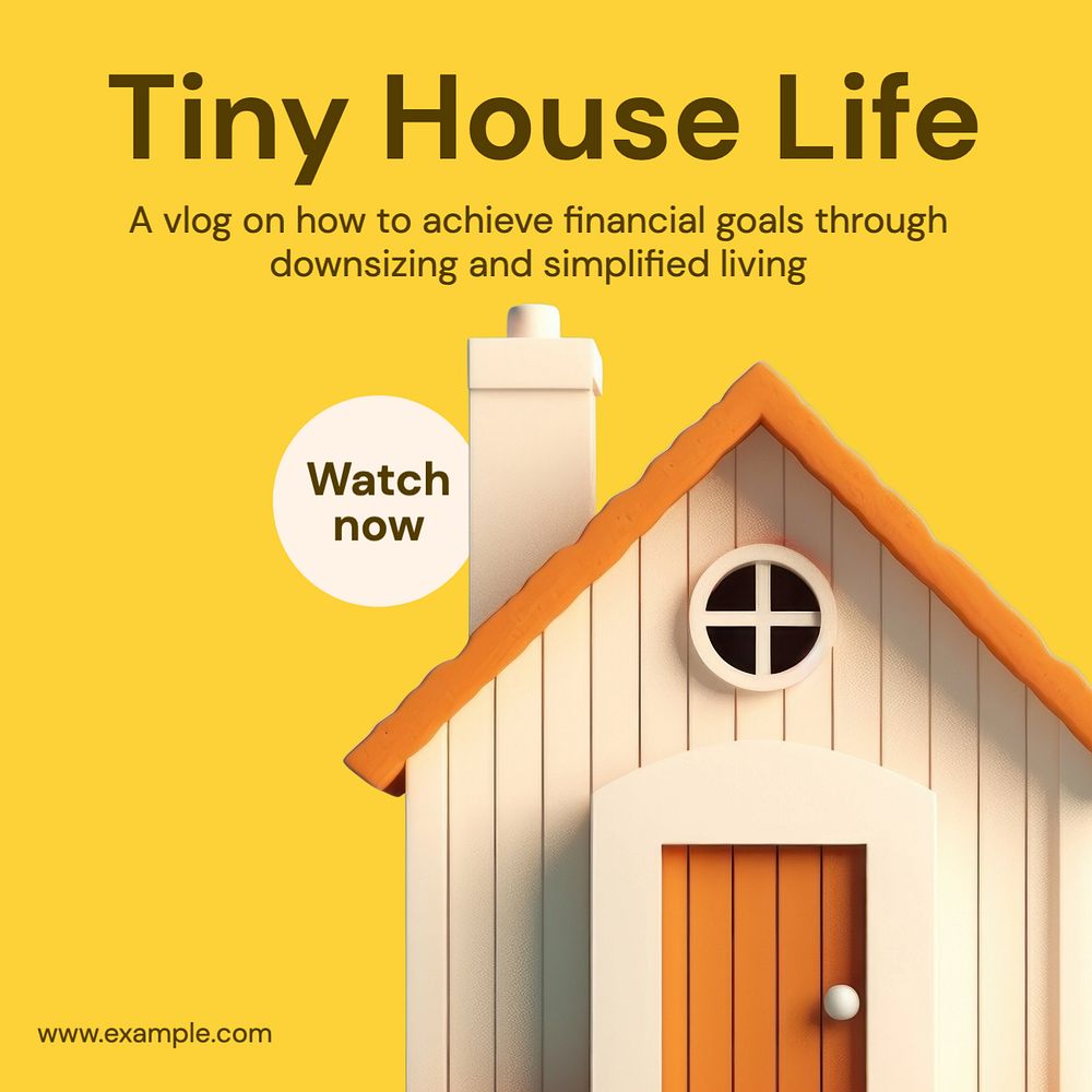 Tiny house life Instagram post template, editable text