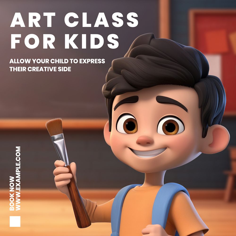 Kid's art class Instagram post template, editable text