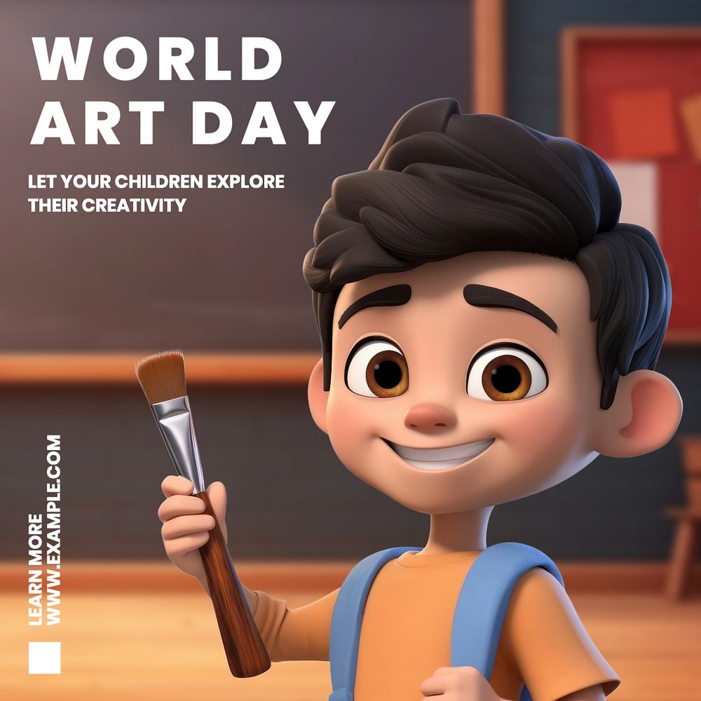 World art day Instagram post template, editable text