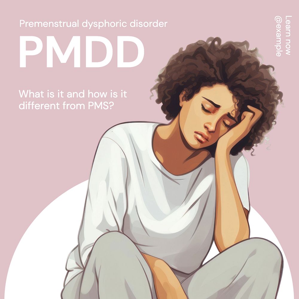 PMDD, menstruation Instagram post template, editable text