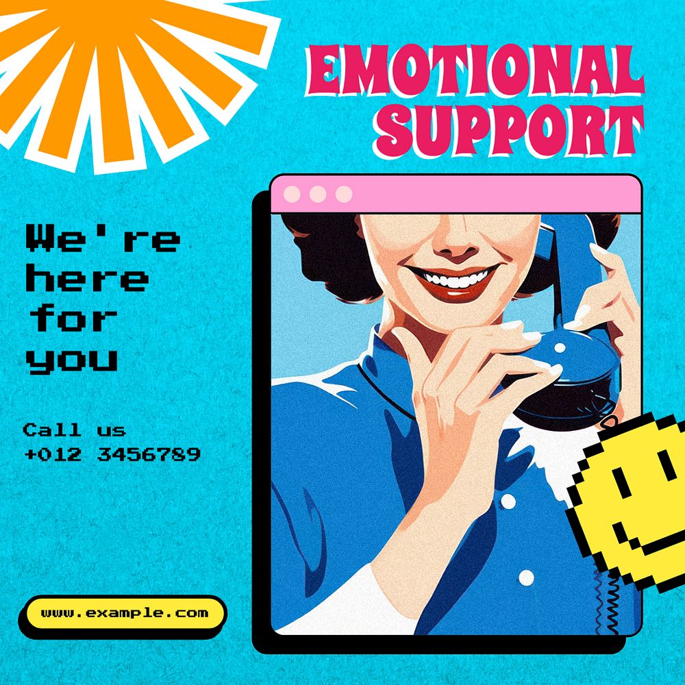 Emotional support Instagram post template, editable text