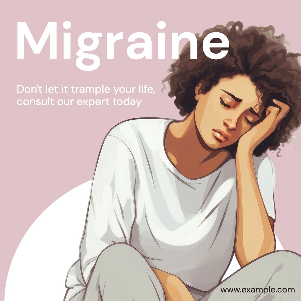 Migraine solutions Instagram post template, editable text