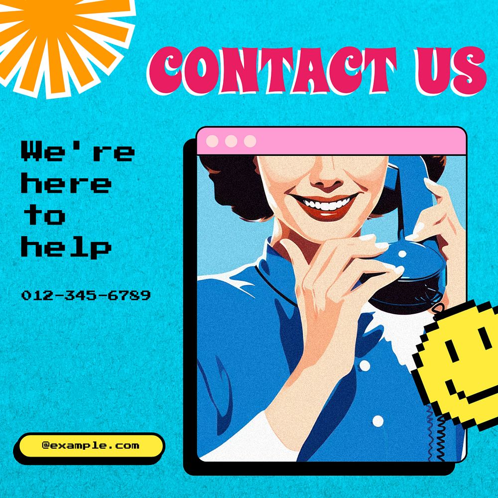 Contact us Instagram post template, editable text