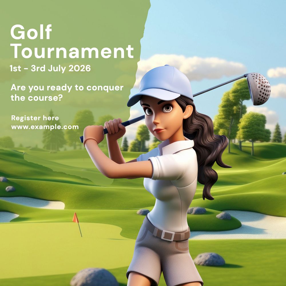 Golf tournament Instagram post template, editable text