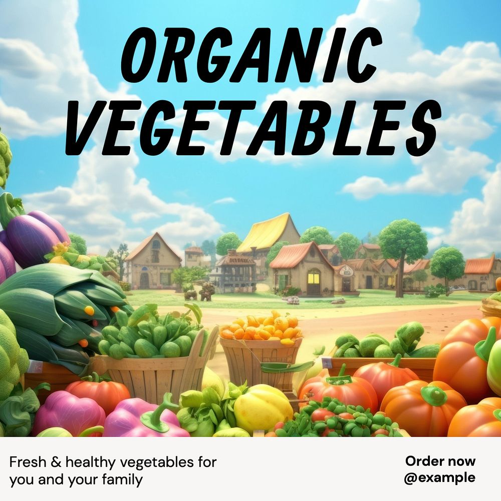 Organic vegetables Instagram post template, editable text