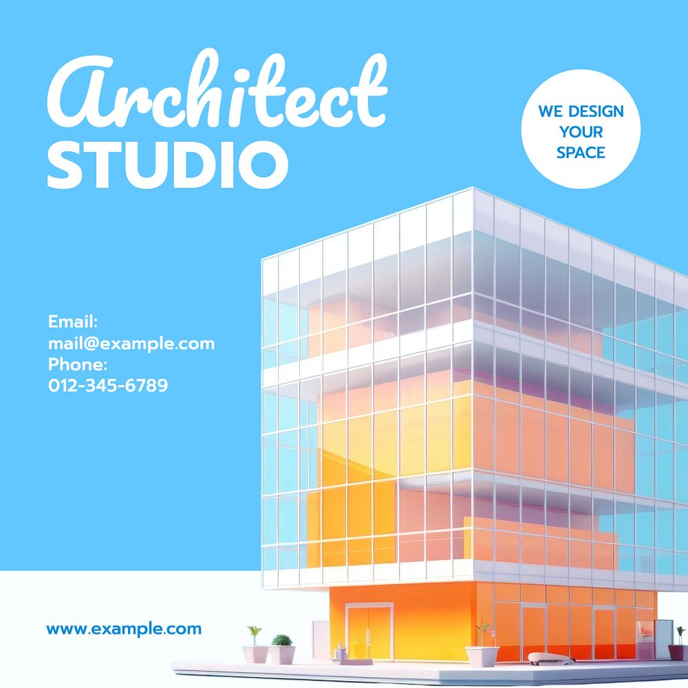 Architect studio Instagram post template, editable text