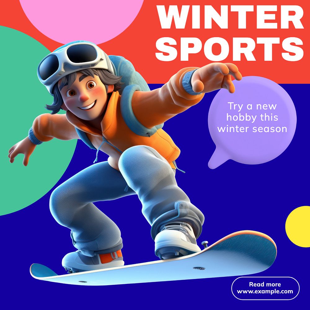 Winter sports Instagram post template, editable text