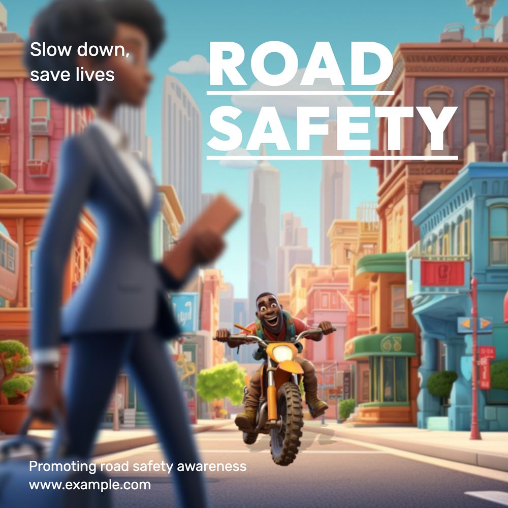 Road safety Instagram post template, editable text