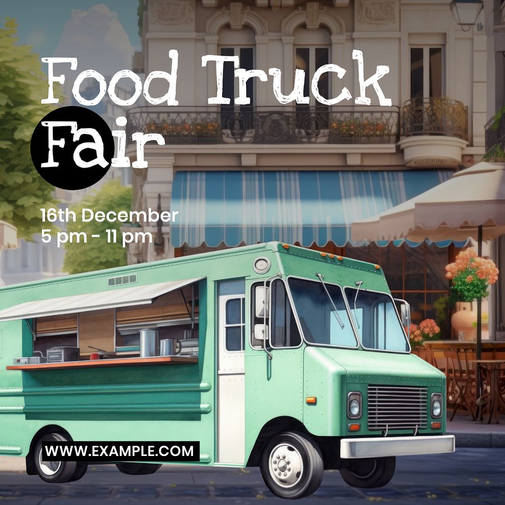 Food truck fair Instagram post template, editable text