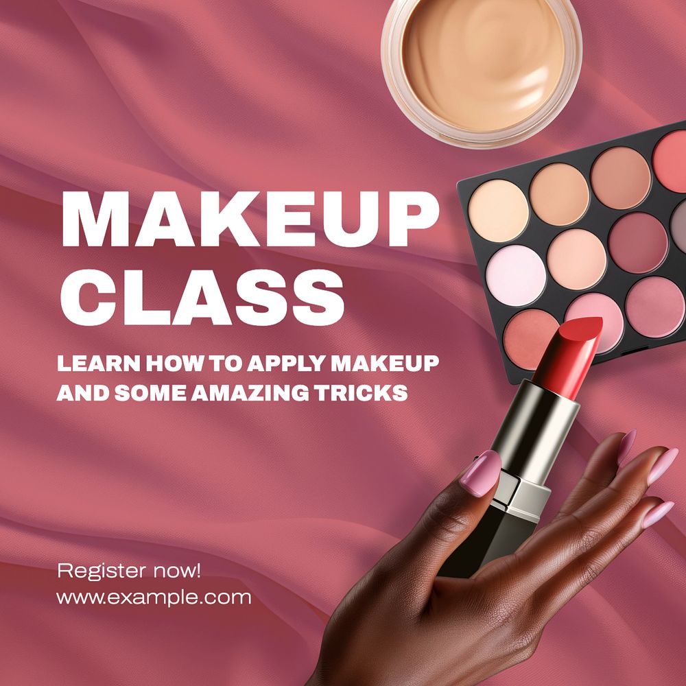 Makeup class Instagram post template, editable text