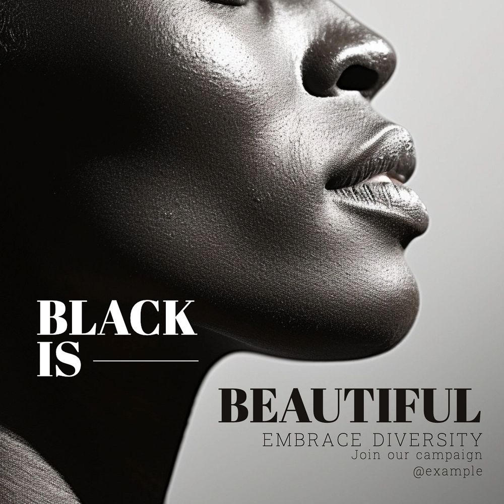 Black is beautiful Instagram post template, editable text