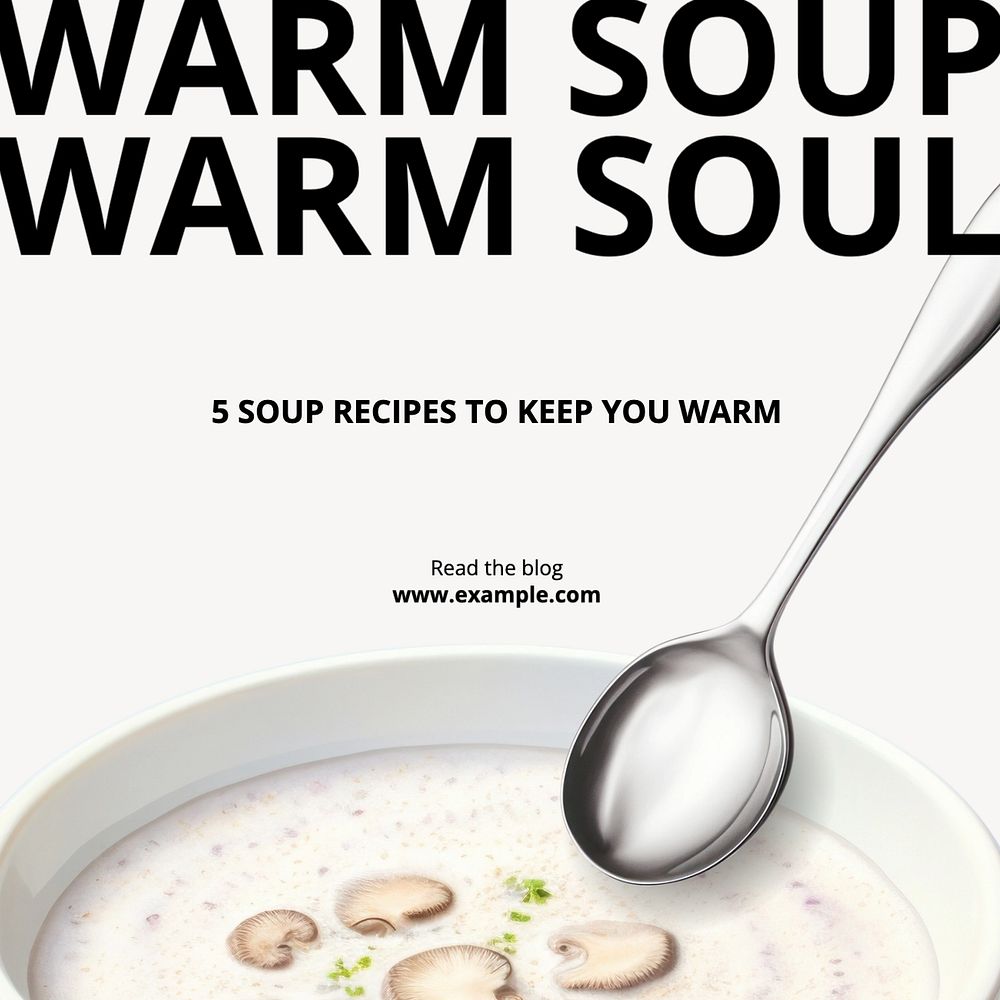 Soup recipe Instagram post template, editable text