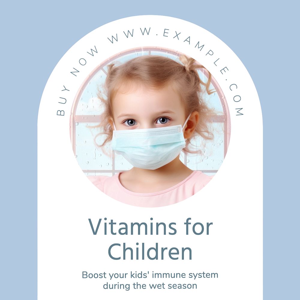 Children vitamins Instagram post template, editable text