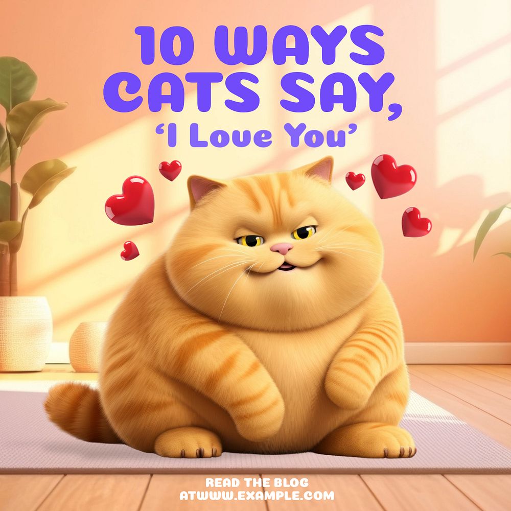 Cat lovers Instagram post template, editable text