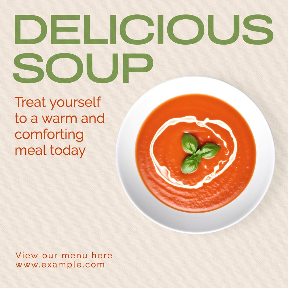 Delicious soup Instagram post template, editable text