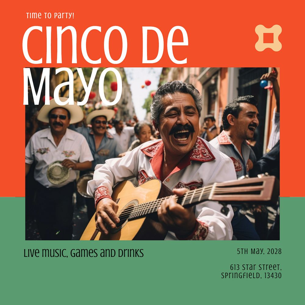 Cinco de mayo Instagram post template, editable text