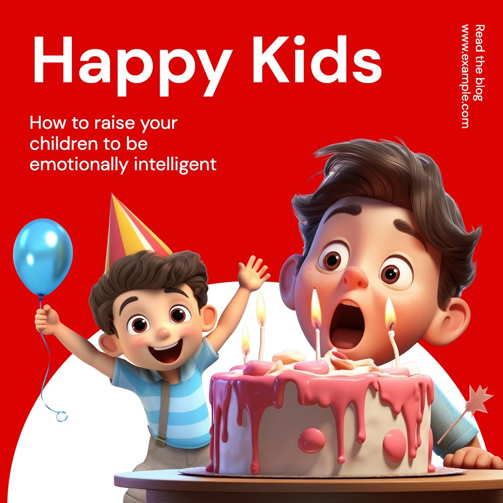 Happy kids Instagram post template, editable text