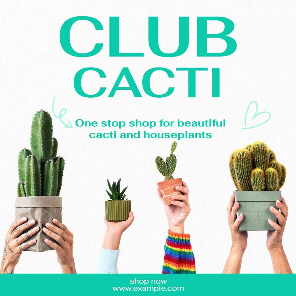 Club cacti Instagram post template, editable text