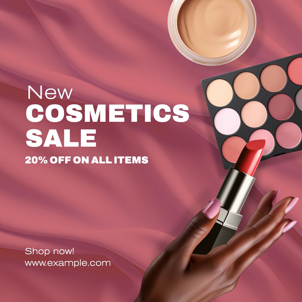 Cosmetics sale Instagram post template, editable text