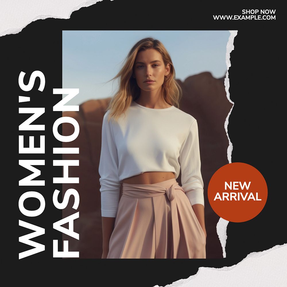 Women's fashion Instagram post template, editable text