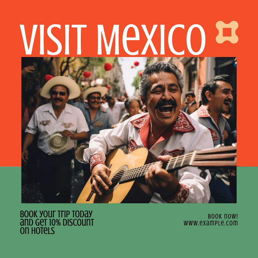 Visit Mexico Instagram post template, editable text