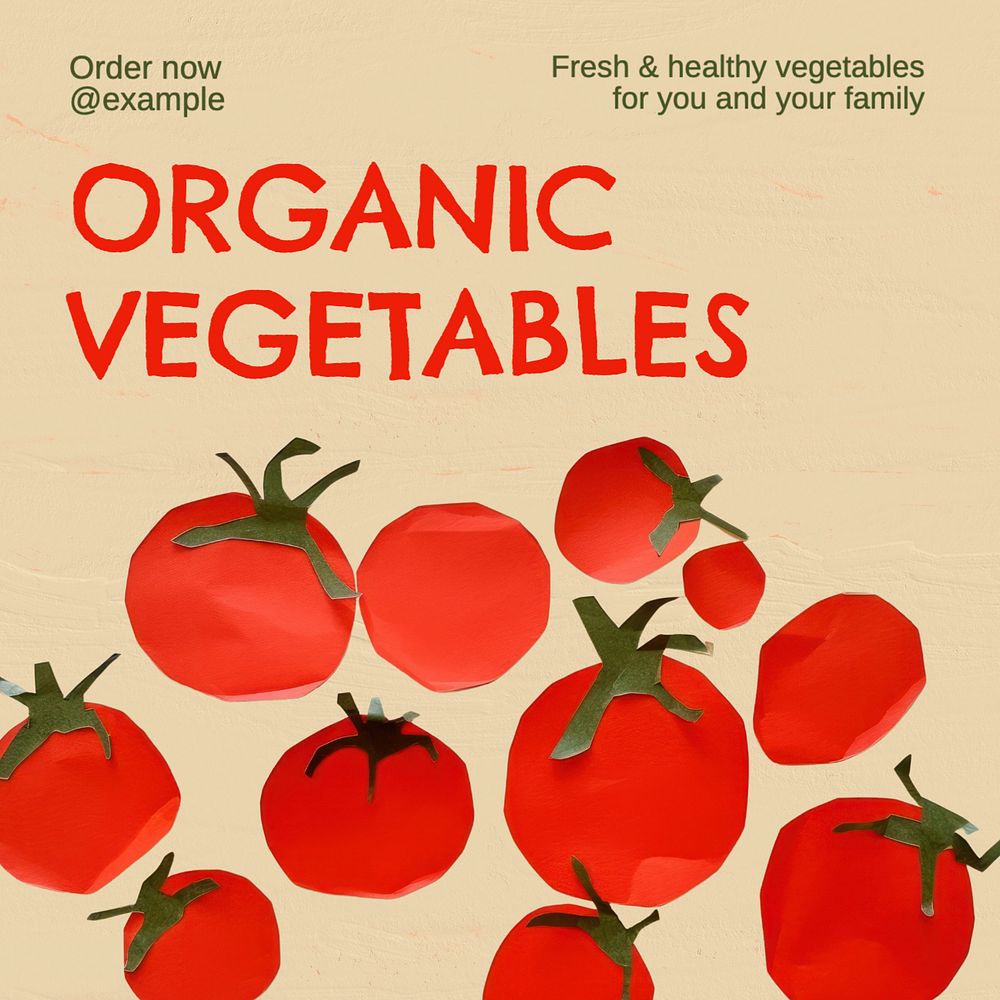 Organic vegetables Instagram post template, editable text