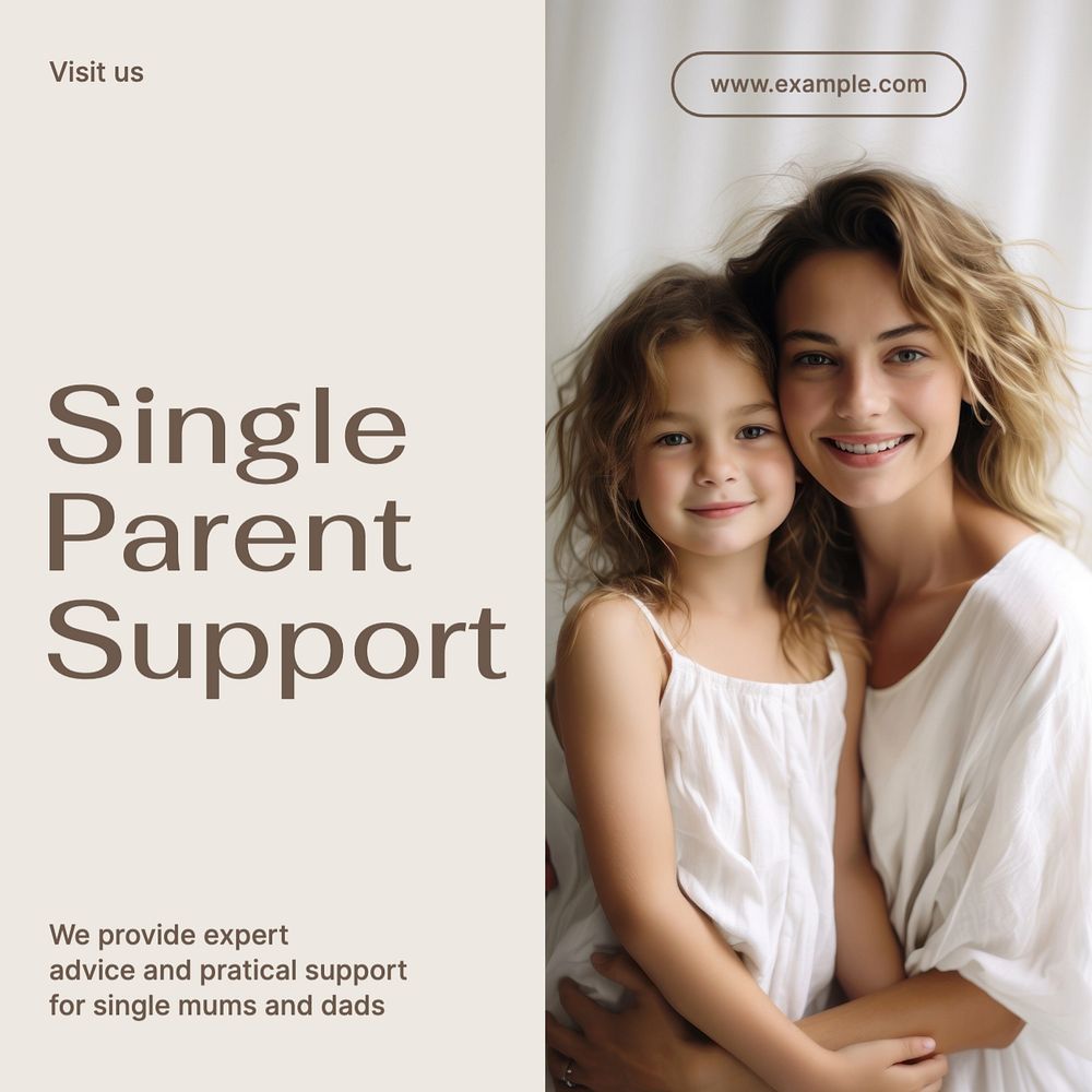 Charity for single parent families Instagram post template, editable text