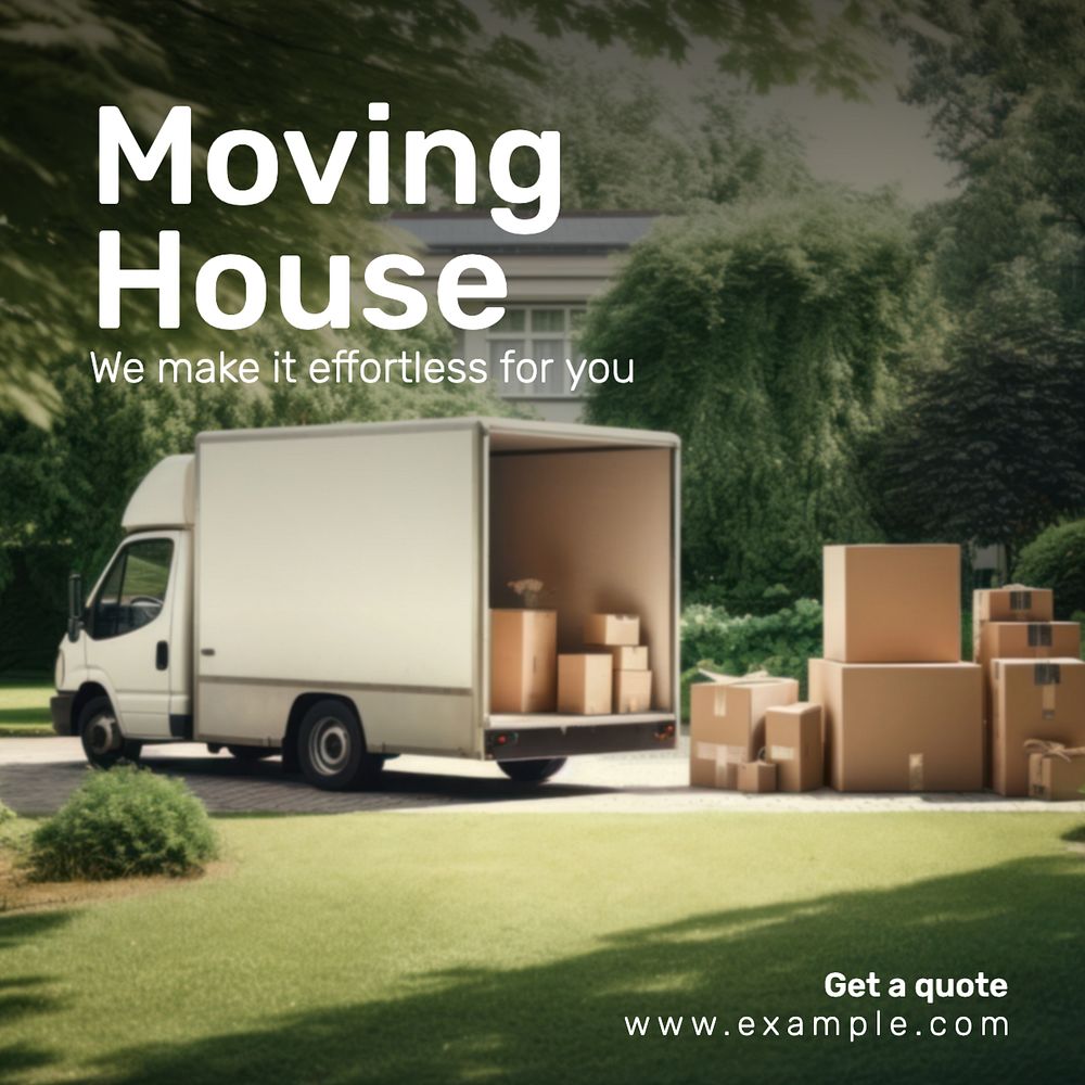 Moving house Instagram post template, editable text