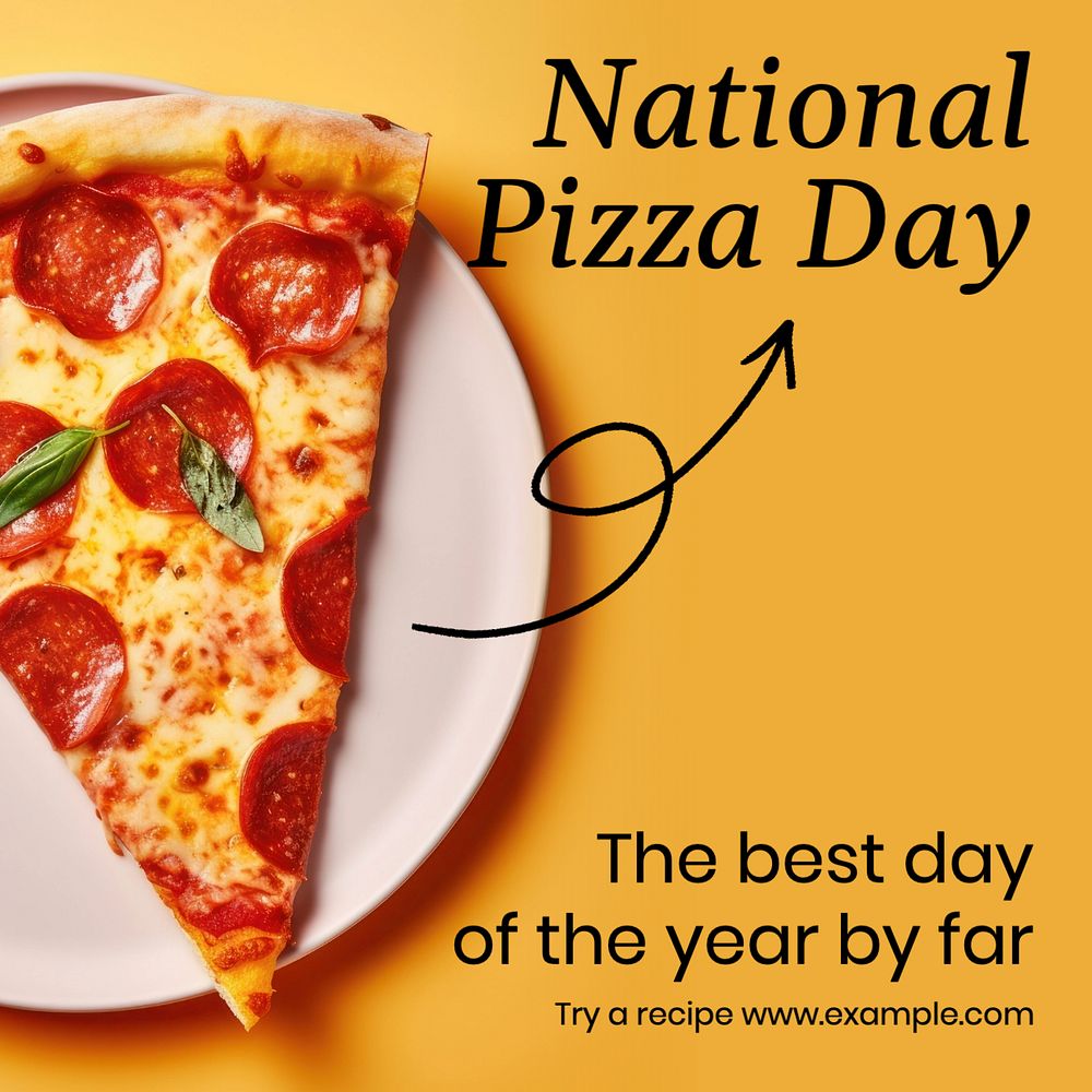 Pizza day Instagram post template, editable text