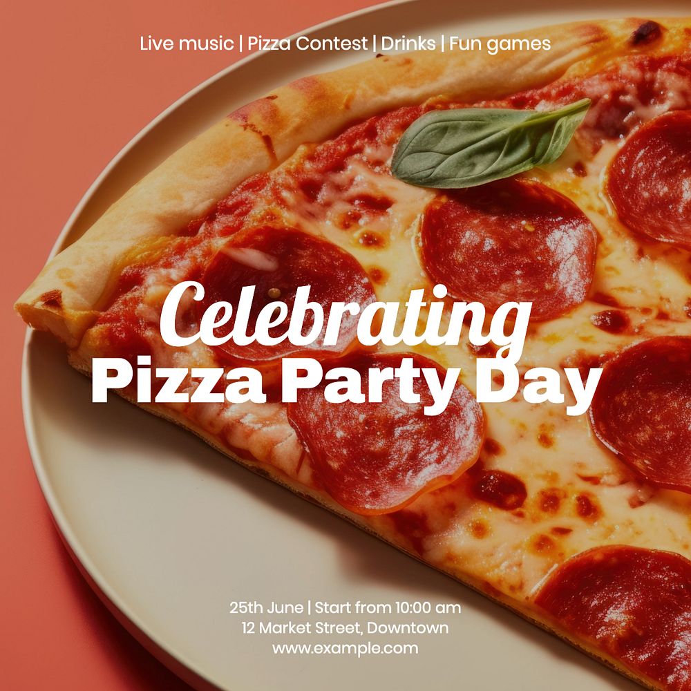 Pizza celebration Instagram post template, editable text