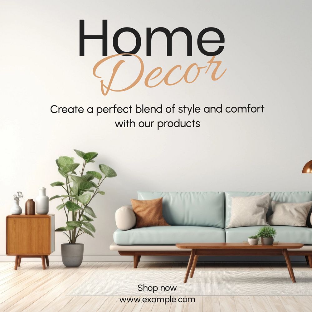 Home decor Instagram post template, editable text