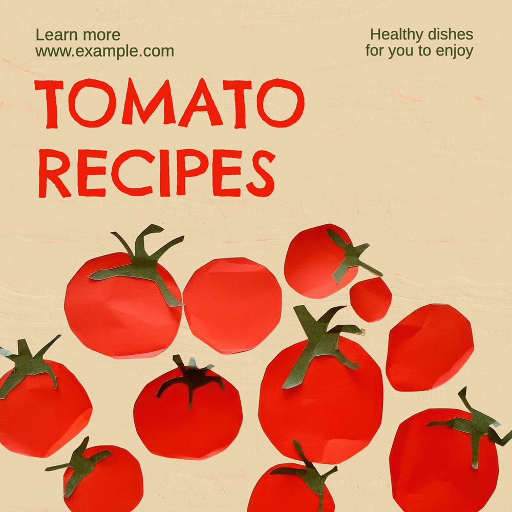 Tomato recipes Instagram post template, editable text