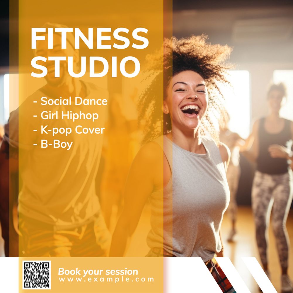 Fitness studio classes Instagram post template, editable text