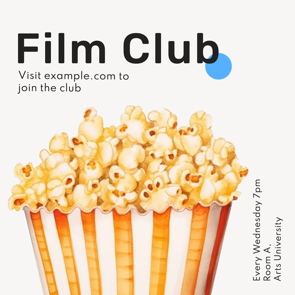 Film club Instagram post template, editable text